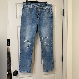 a.n.a Blue High-Rise Straight Jeans